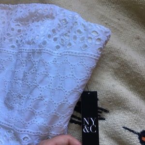 New York & Co white strapless dress